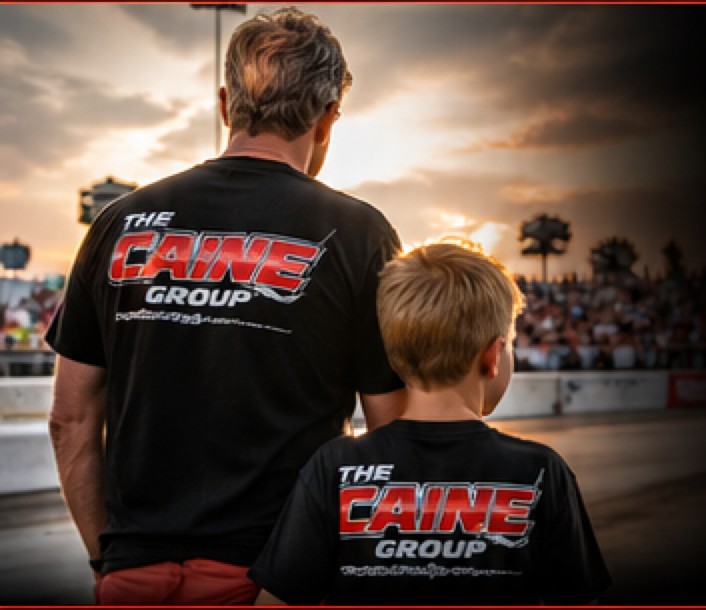 Family watching from the drag strip